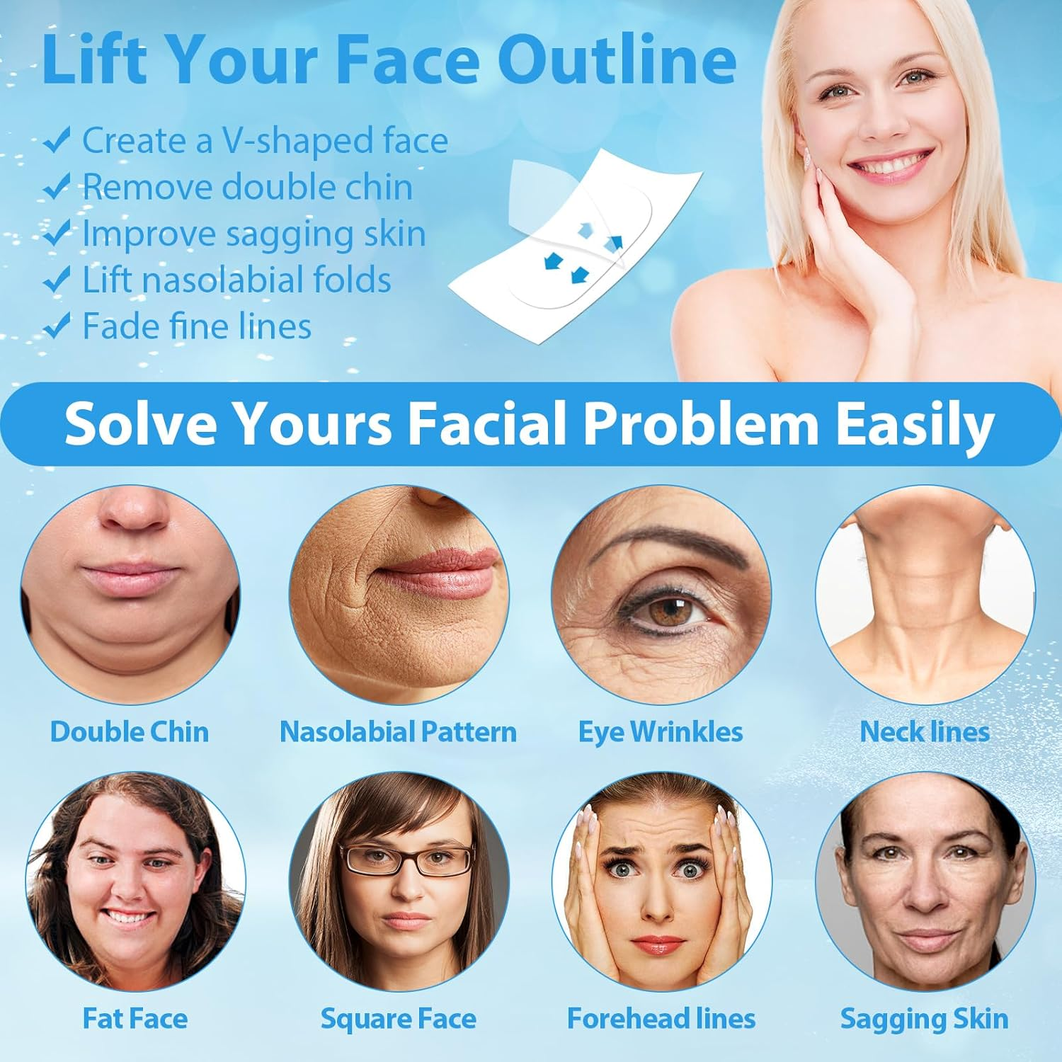 Face Lifting Tape Invisible,156Pcs Face Lift Tape Invisible Neck Tape Face Lifter Tape Instant Lifting for Neck, Eyes, Jowls & Double Chin | Anti-Wrinkle, V-Line Facelift Tapes