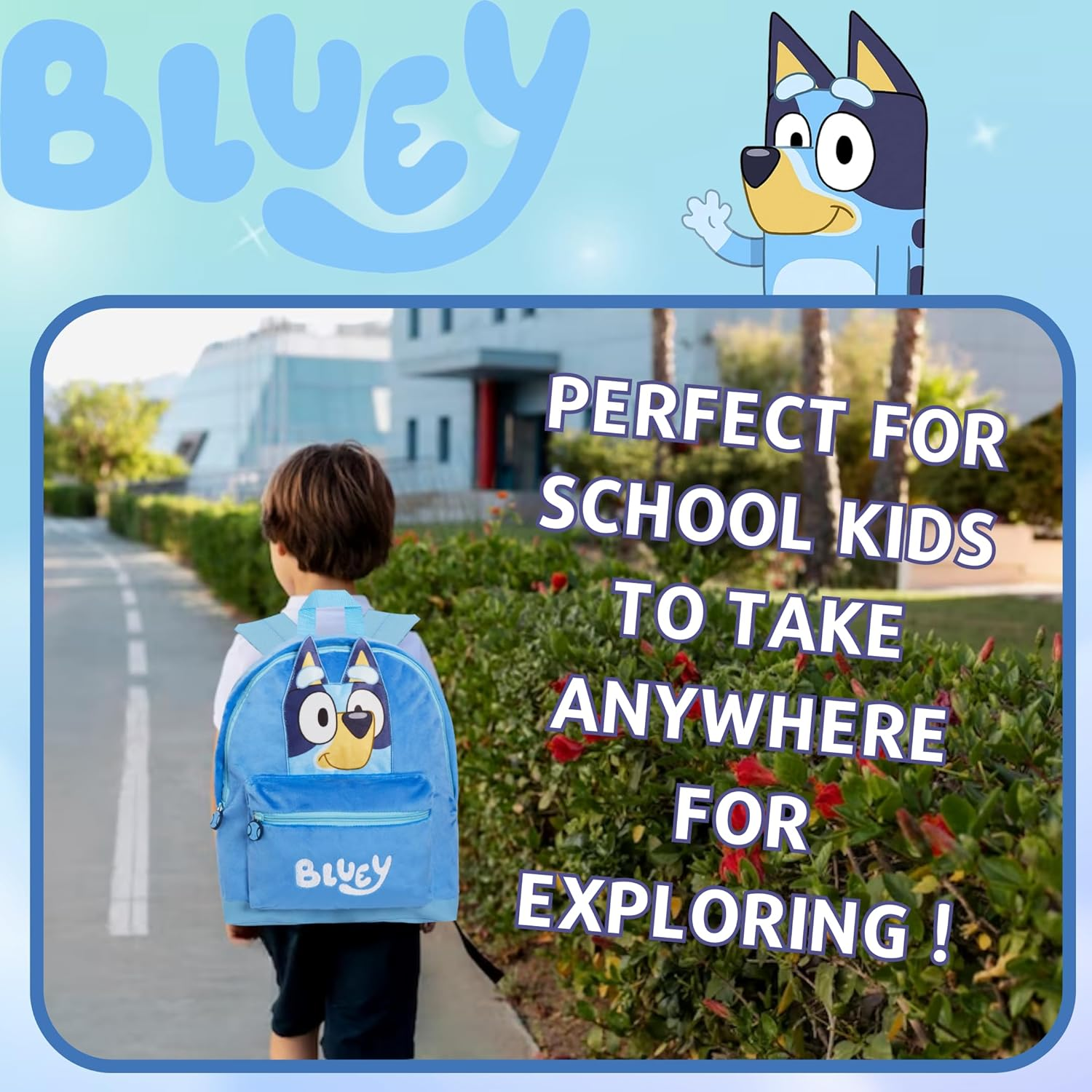 Bluey Backpack for Children School Nursery Bag Boys Girls 3D Plush Backpack Travel Cushion Lunch Book Bag image number 3