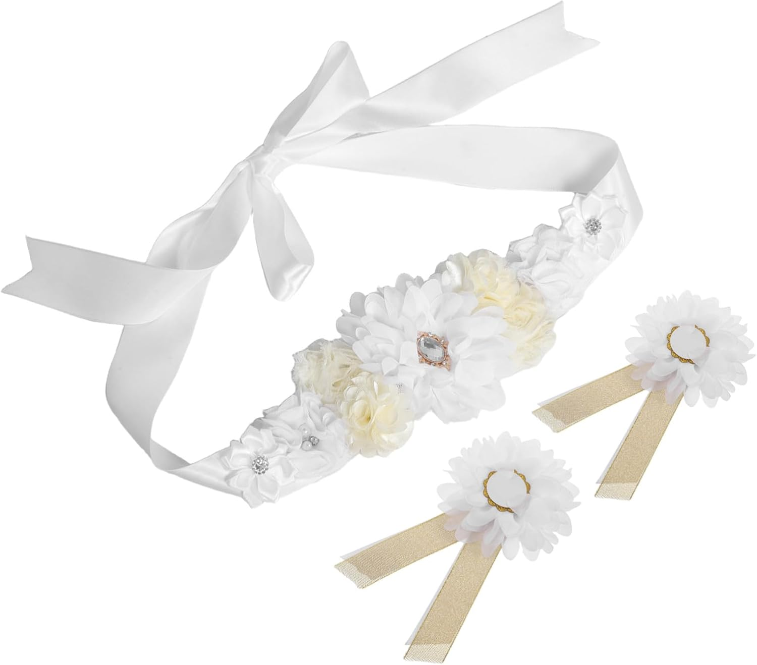 Kisangel Adjustable Floral Maternity Belly Sash Belt for Pregnancy Comfort and Support Soft Breathable Fabric Elegant Shower Accessory for Photoshoots and Bridal Parties image number 4