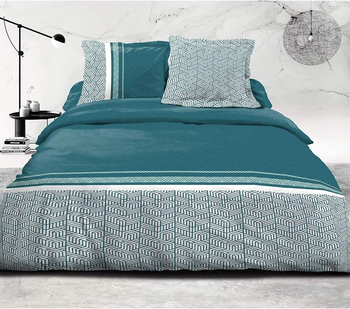 Home Linge Passion 3-Piece Bedding Set 220 X 240 Cm 100% Cotton 57 Thread Count Tilt Fir Celadon (HP-62558) image number 4