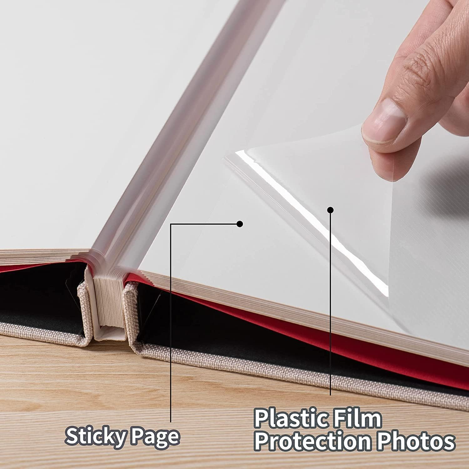 ROROUP Photo Albums, Extra Large Capacity Family Wedding Picture Albums Photo Book, Magnetic Self-Stick Photos Hand Made DIY Albums, Memory Book Holds 3X5, 4X6, 5X7, 6X8, 8X10 Inch Photos (Cream) image number 5