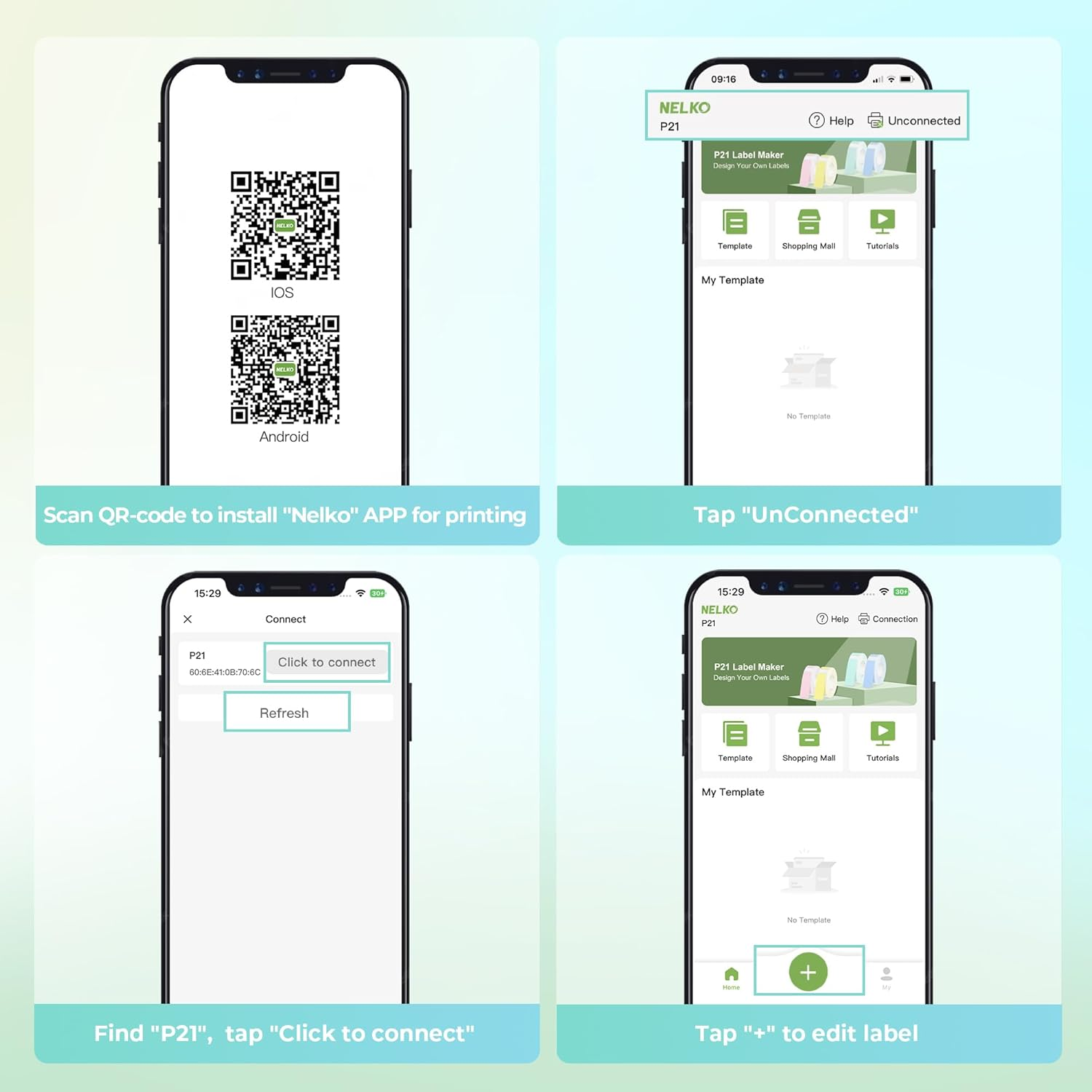 NELKO Genuine P21 Label Maker Tape, Adapted Label Print Paper, 14X40Mm (0.55"X1.57"), Standard Laminated Office Labeling Tape Replacement, Multipurpose of P21, 180 Tapes/Roll, 3-Roll, Blue/Yellow/Pink image number 2