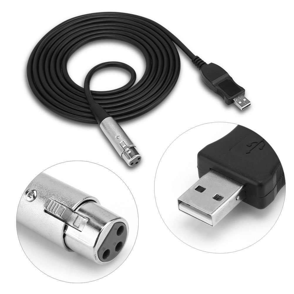 USB to XLR Cable, USB Male to XLR Female Microphone Mic Studio Audio Link Cable Adapter Black Audio Video Accessories USB Microphone Cable image number 5