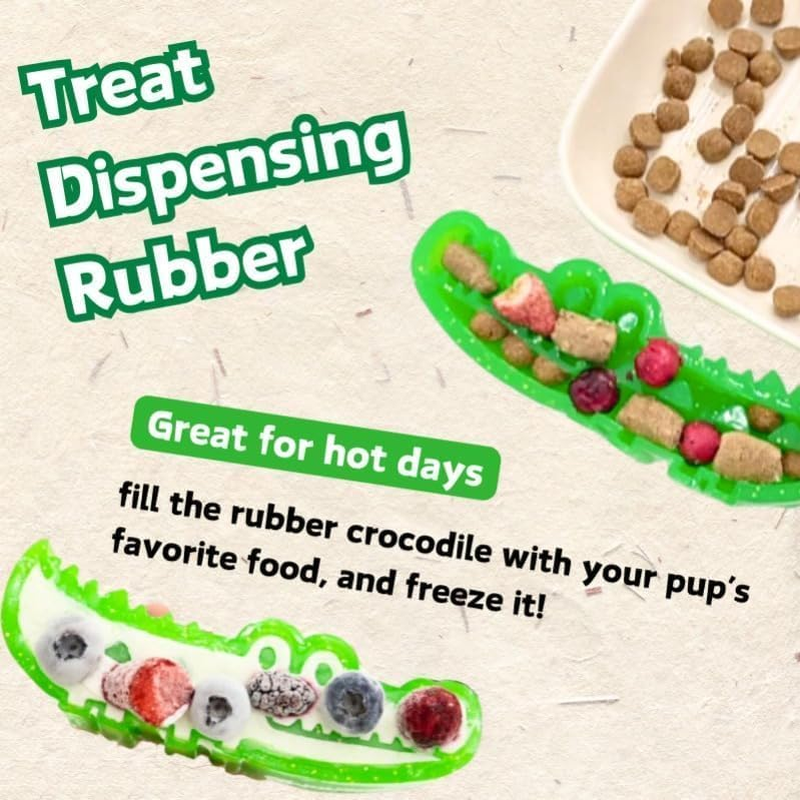 Emesak Slow Feed Chew and Fetch Crocodile, Dog Slow Feeder Puzzle Toy, for Snack Stash & Play, Alligator Dogs Chew Toy for Large, Medium & Small Dogs Teeth Cleaning (Small4.72In)