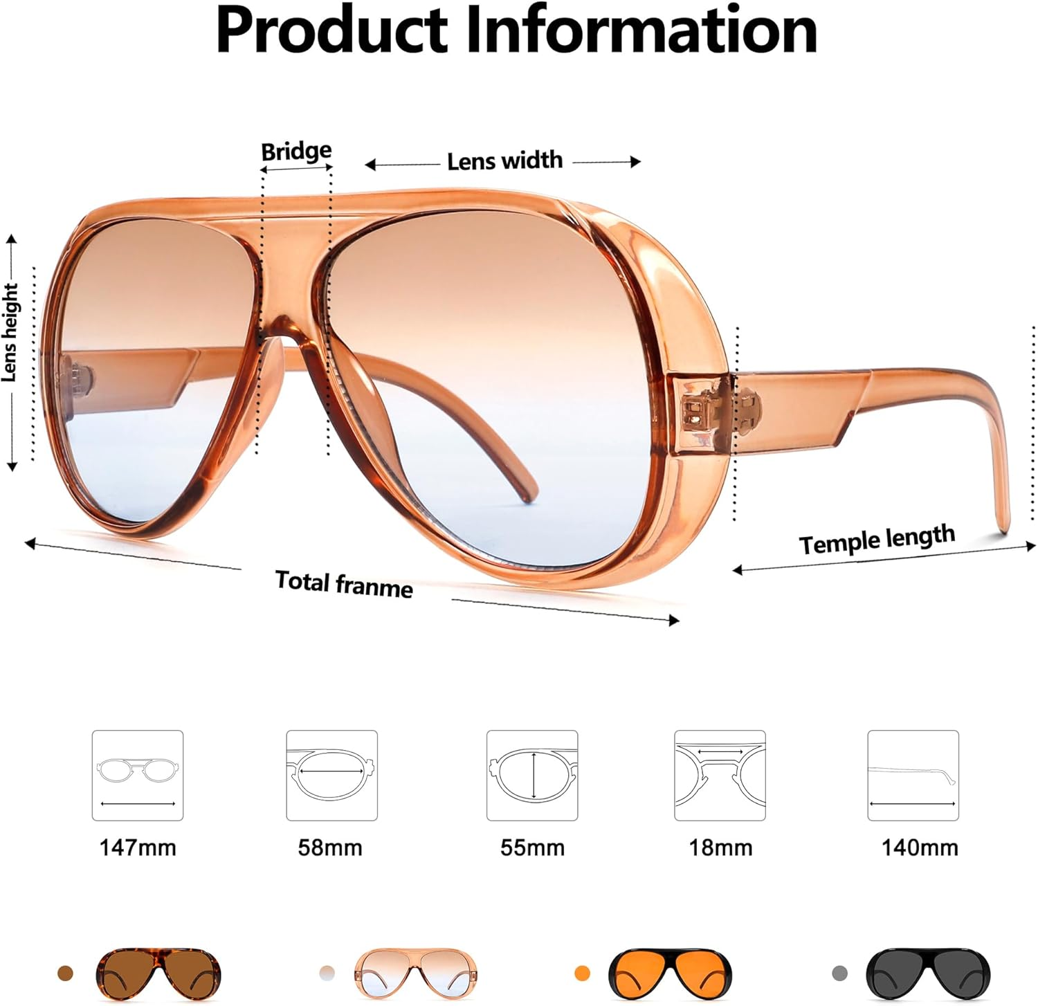 Trendy Aviator Sunglasses for Women Men, Retro 70S Sun Glasses, Oversized Glasses UV400