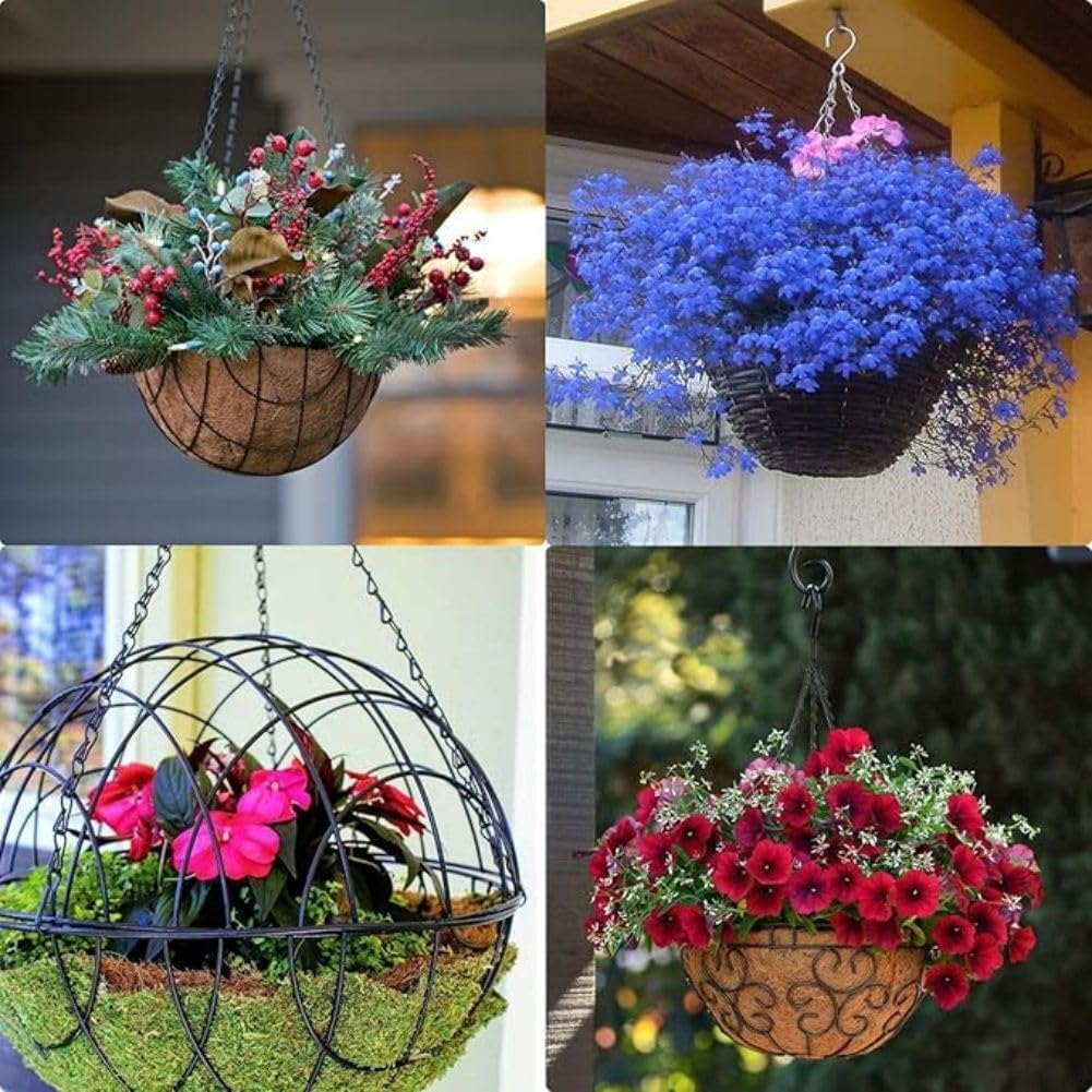 Black Hanging Basket Chain,8 Pcs Decorative Plant Hanging Chains with Hooks, Adjustable Replacement Plant Hanger Chain 3 Point to Hang Planters Flower Pots Bird Feeders Lantern Lamp image number 3