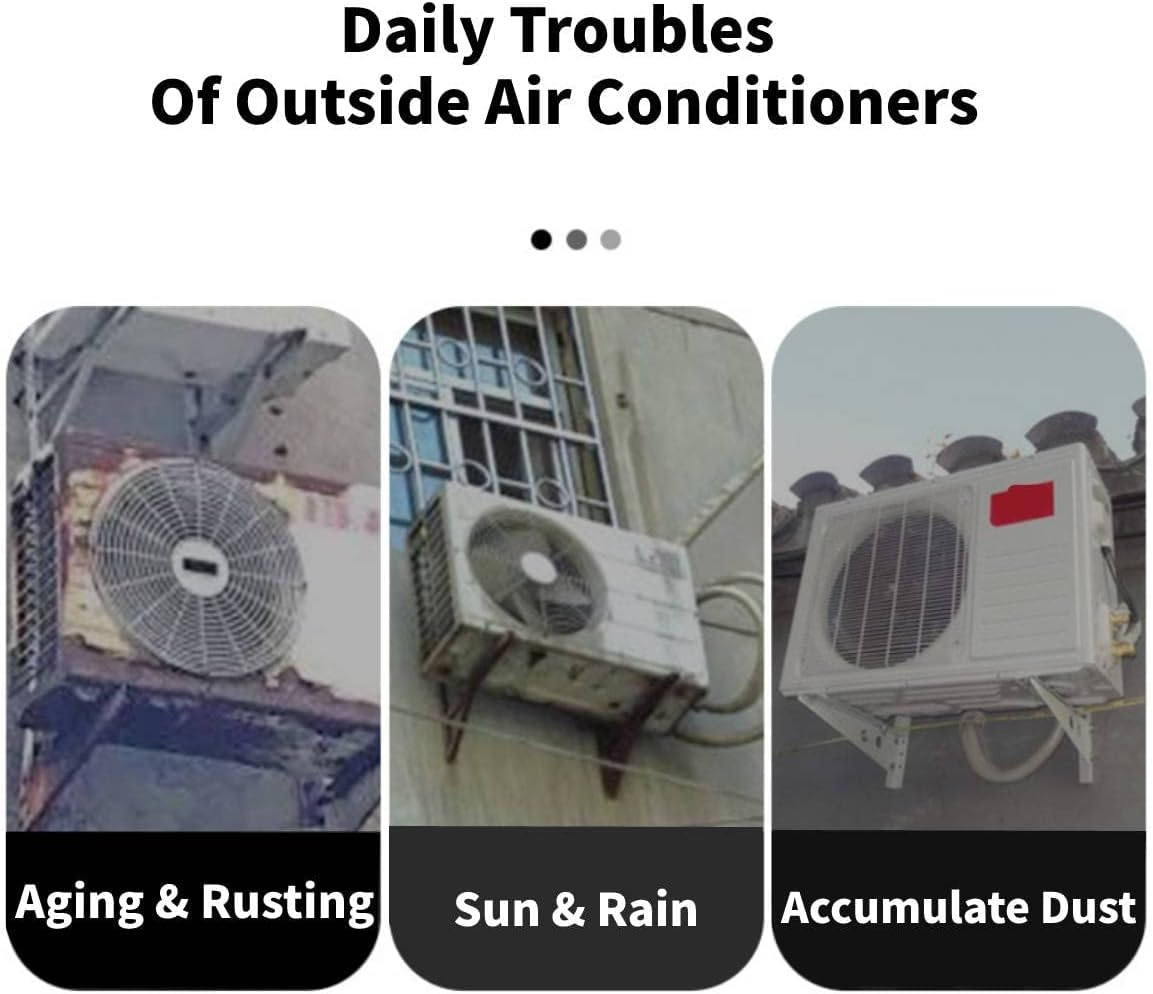 Home Outdoor Air Conditioner Cover Rectangle Anti-Dust Anti-Snow Waterproof 2 Sizes - Silver (94X40X73Cm/37X15.7X28.7Inch)