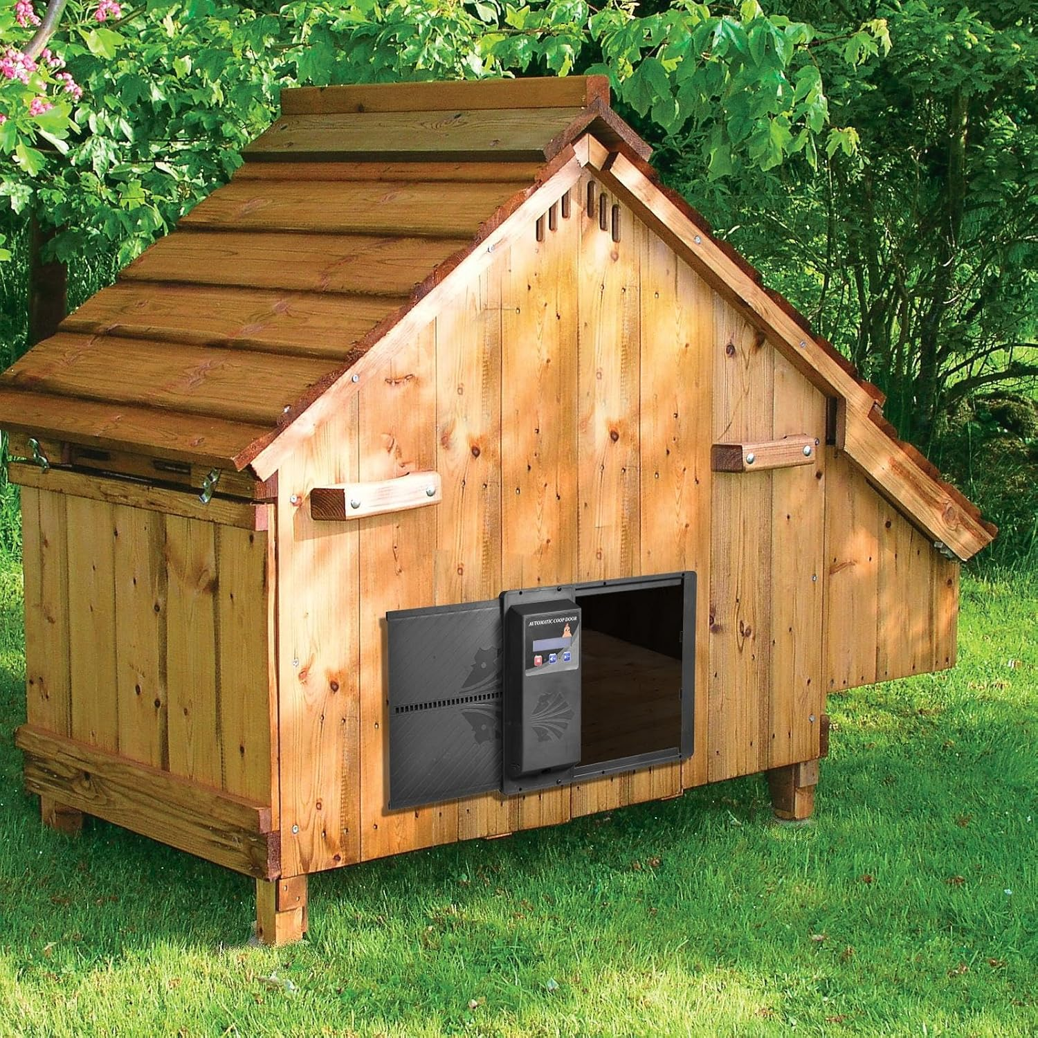 Automatic Chicken Coop Door with Programmable Timer, USB Charging, Anti-Pinch Waterproof & Anti-Trap Protection, LCD Display Door Opener, Chicken Doorsfor Fully Automatic Night Day Operation (Black) image number 2