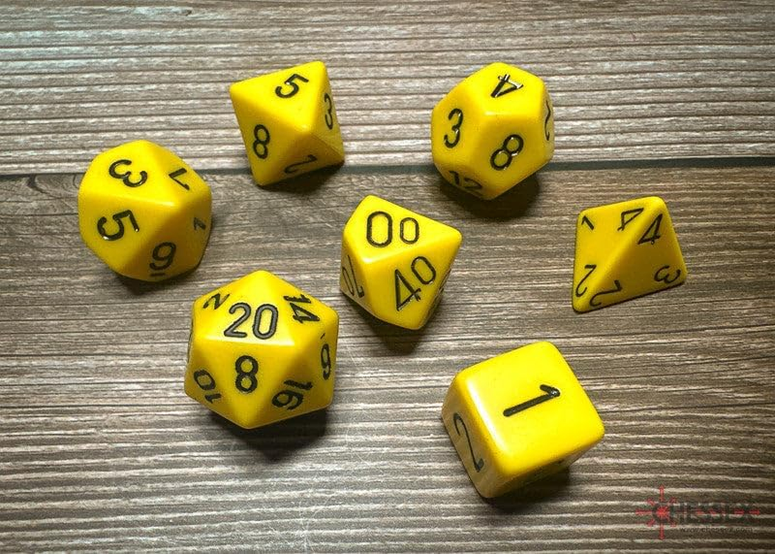 Chessex CHX 25402 Opaque Polyhedral Yellow/Black 7-Die Set