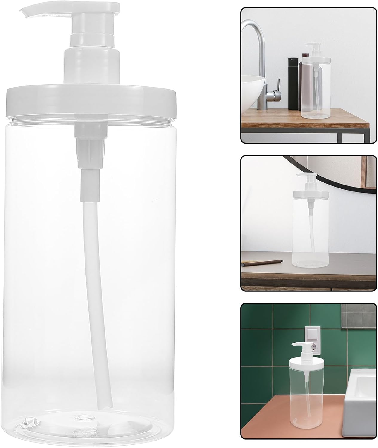 Holibanna 1000Ml Refillable Shower Gel Bottle with Pump Dispenser, Travel Liquid Container for Shampoo, Body Wash, and Lotion, Portable Travel Pump Bottle for Camping and Gym