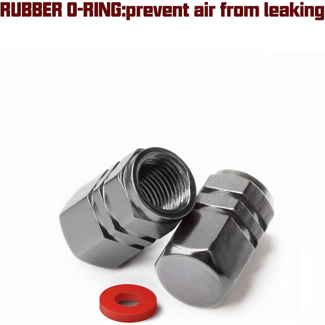 AIEX 8 Packs Aluminum Alloy Tire Valve Stem Caps with Gasket Universal Hexagon Valve Covers Replacement for Cars, SUV, Bike, Bicycle, Motorcycles, Airproof, Screw-On, Easy-Grip(Gun Grey) image number 5