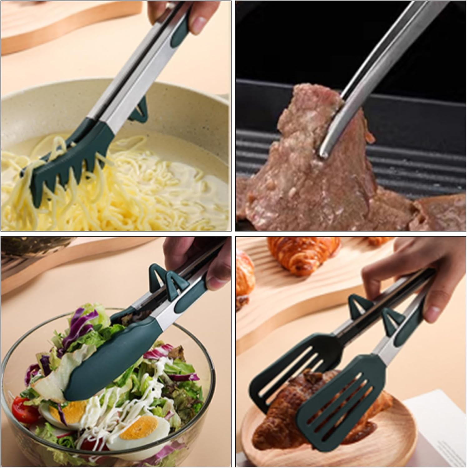 5Pack Kitchen Tongs for Cooking，Silicone Tongs，9 Inch Small Silicone Tongs,Food Grade Mini Serving Tongs with Silicone Tips