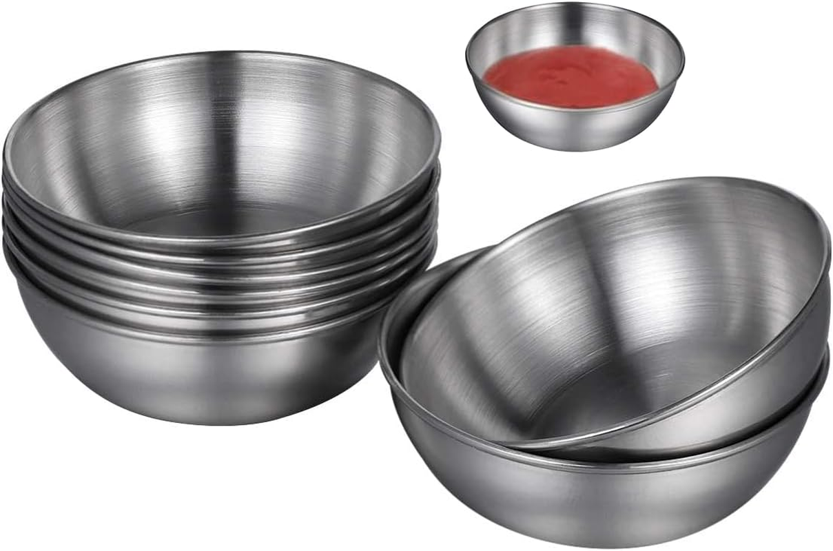 8 Pcs Stainless Steel Sauce Dishes,Dipping Bowl Dish Bowl, Salad Ketchup Dipping Bowl, Dipping Tray, Stainless Steel Butter Condiment, Mini Appetizer Tray for Home, Restaurant, image number 4