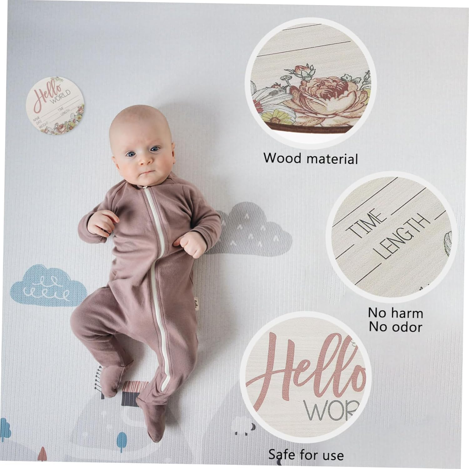Wooden Birth Announcement Sign Photo Prop Premium Durable Material Handwrite Growth Details Newborn Welcome Plaque for Shower Nursery Decor