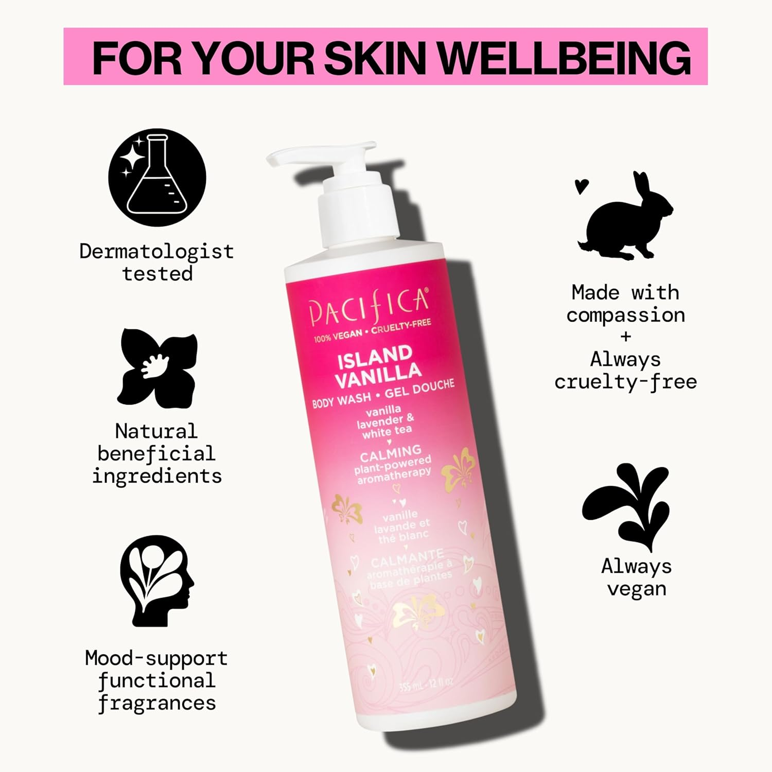 Pacifica Body Wash - Island Vanilla for Women 12 Oz Body Wash image number 5