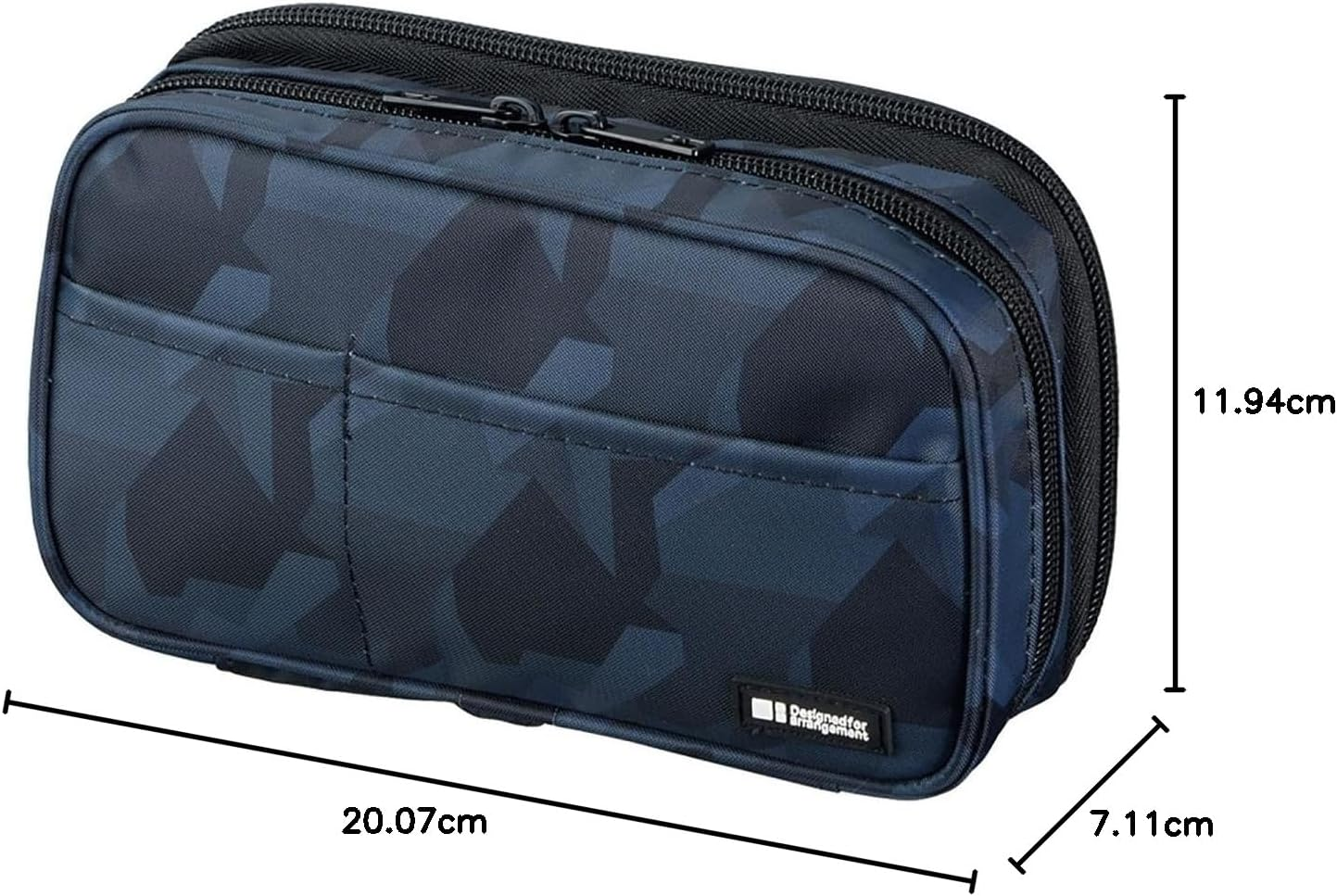 Lihit Lab Large Capacity Double Zipper Pencil Case for School Office College, Big Capacity 6 Compartments Pencil Bag Holder Adults Teen Boys Girls, Travel Cosmetics Storage, Black Camo (A7555-134) image number 3