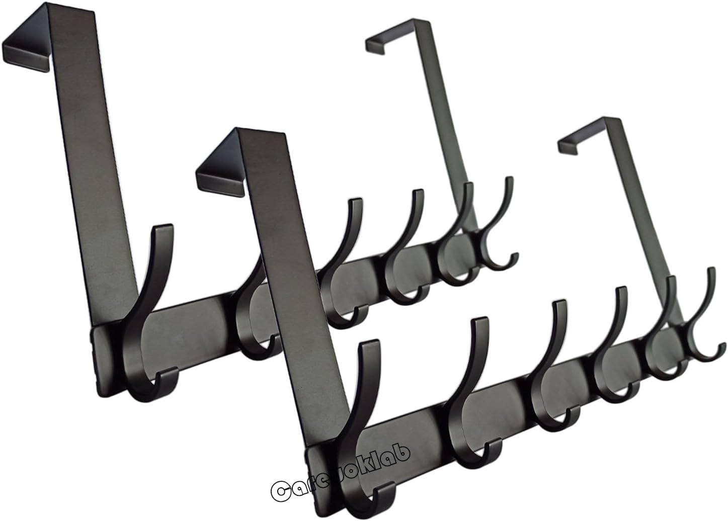 Careuoklab 2 Pack over the Door Hooks Hanger, Coat Rack for Hanging Clothes Hats Bags Towels Umbrellas Keys of Bedroom Bathroom Kitchen(Black 6 Hooks) image number 6
