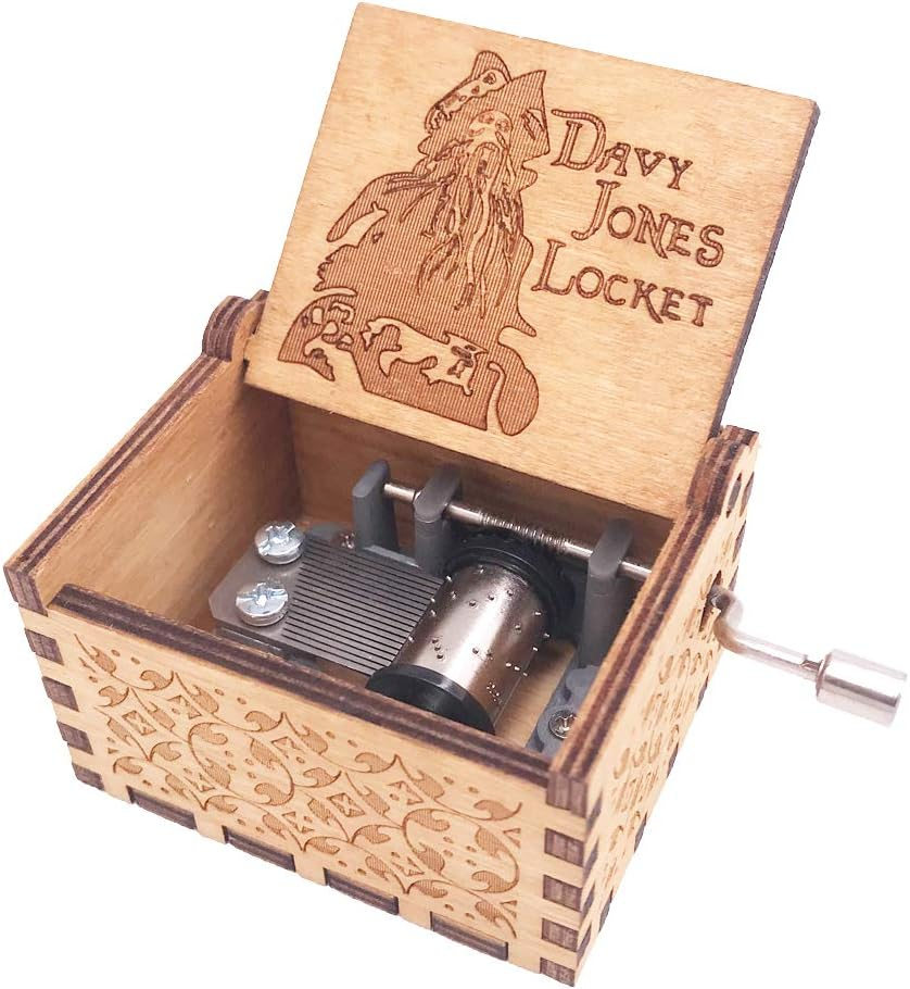 Music Box Hand Crank Musical Box Carved Wooden,Play :Song of Storms from Ocarina of Time,Brown