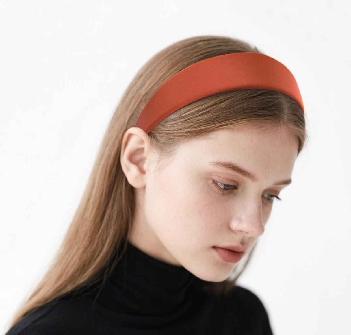 Axy HRK1 Wide Satin Covered Hair Band Vintage Classic Look Hair Band Headband (Earth Orange)
