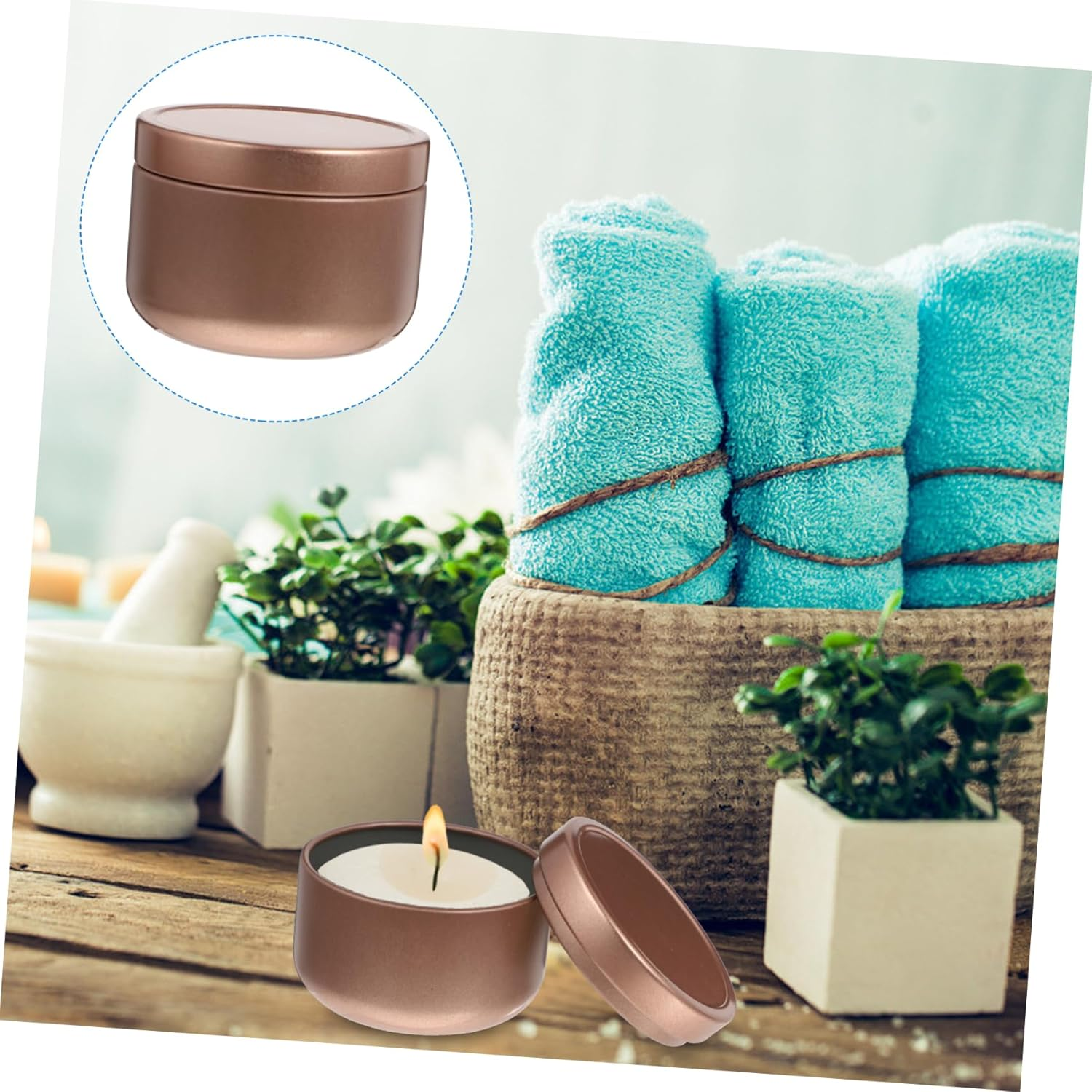 STOBOK 12Pcs Empty Tinplate Candle Jars Balm Containers for DIY Home Fragrance and Xmas Decoration Storage image number 4