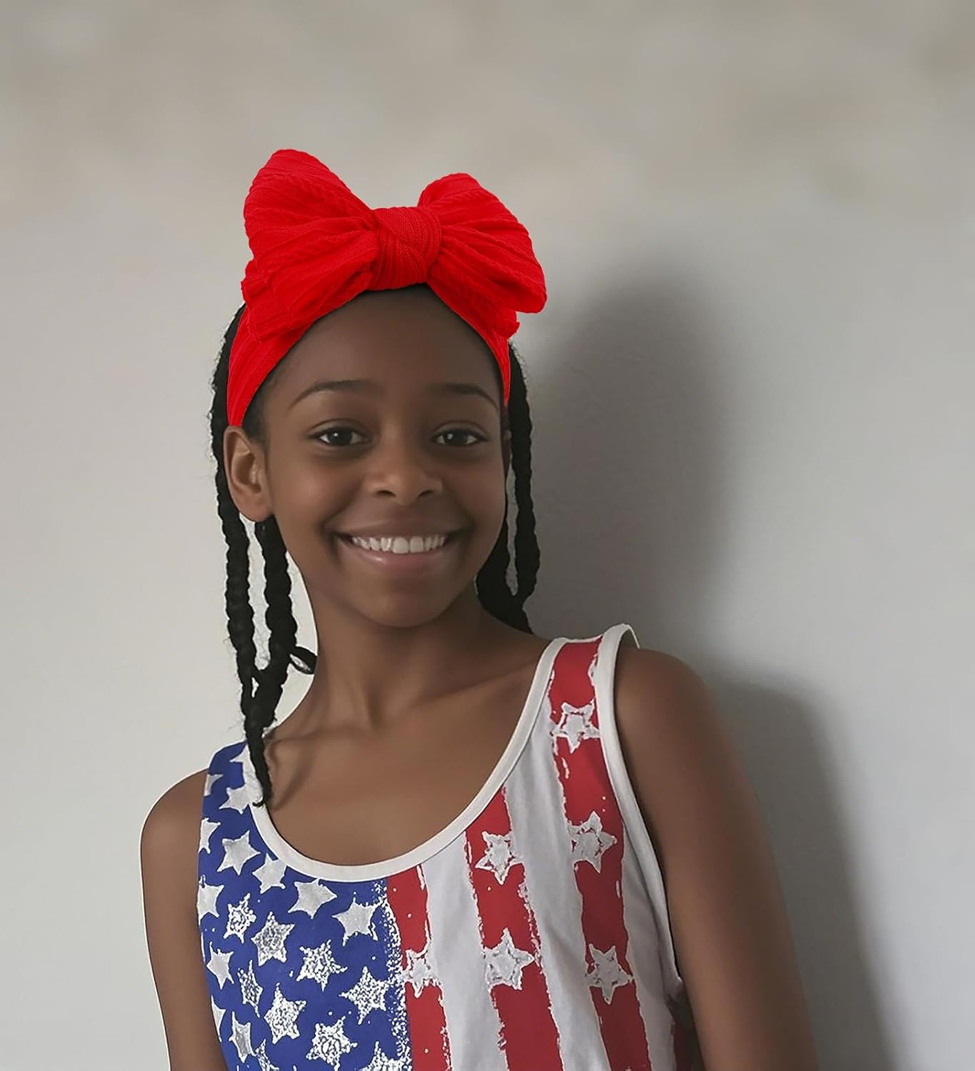 Lemonspace Handmade Red Baby Bow Baby Girls Headbands with Bows High Stretchy Soft Nylon Infant Headwrap Newborn Red Pink Hair Accessories Wonderful Gift for Mother'S Day,Baby Shower image number 4