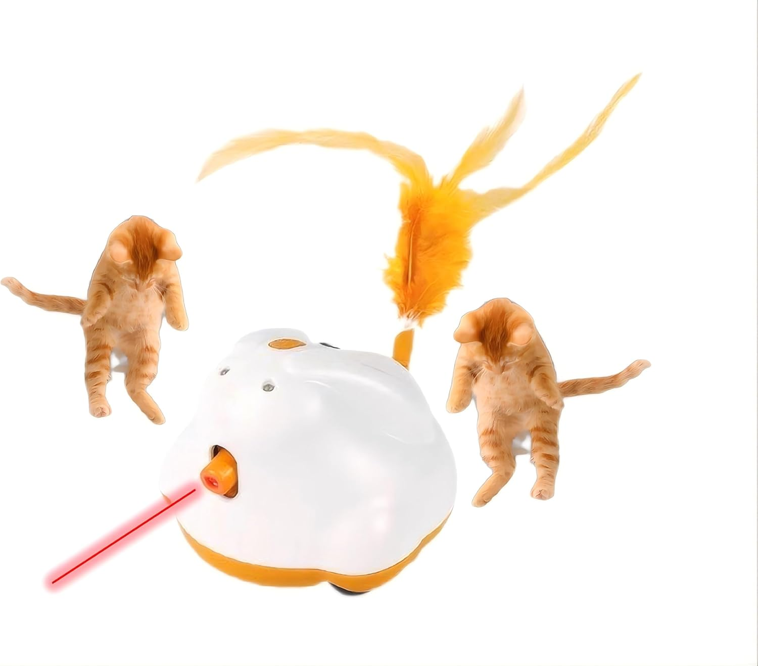 Rechargeable Motion Activated Interactive Cat Toys, Long Lifetime Motor,Interactive Toys for Cats, Smart Cat Toy, Rabbit-Shaped with Laser and Teaser Wand, Adjustable Modes and Silent Dual Motors