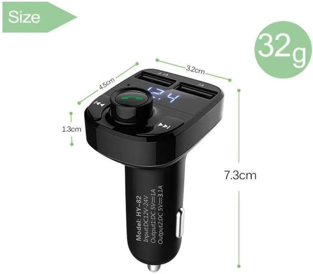 X8 Bluetooth Dual USB Car Charger Black FM Transmitter, Wireless Radio Adapter Kit with MP3 Player, TF Card & USB Disk Support image number 2