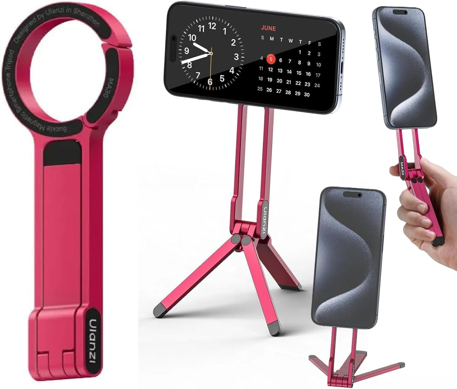 Ulanzi M056 MA30 Mobile Phone Tripod, Smartphone Tripod, Magsafe Compatible, Strong Magnet, Foldable, Convenient to Carry, Selfie Stick, Smartphone Stand, Perfect for Live Broadcasting, Recording image number 2