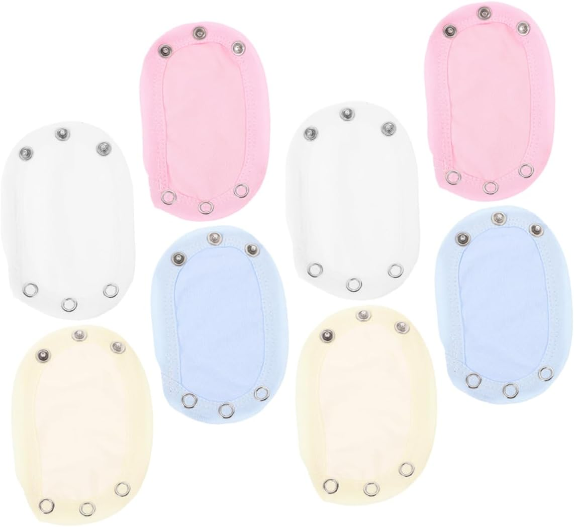 Healeved 8Pcs Cotton Muslin Newborn Hoodie Extensions Bodysuit Extender Snap for Boys Girls image number 4