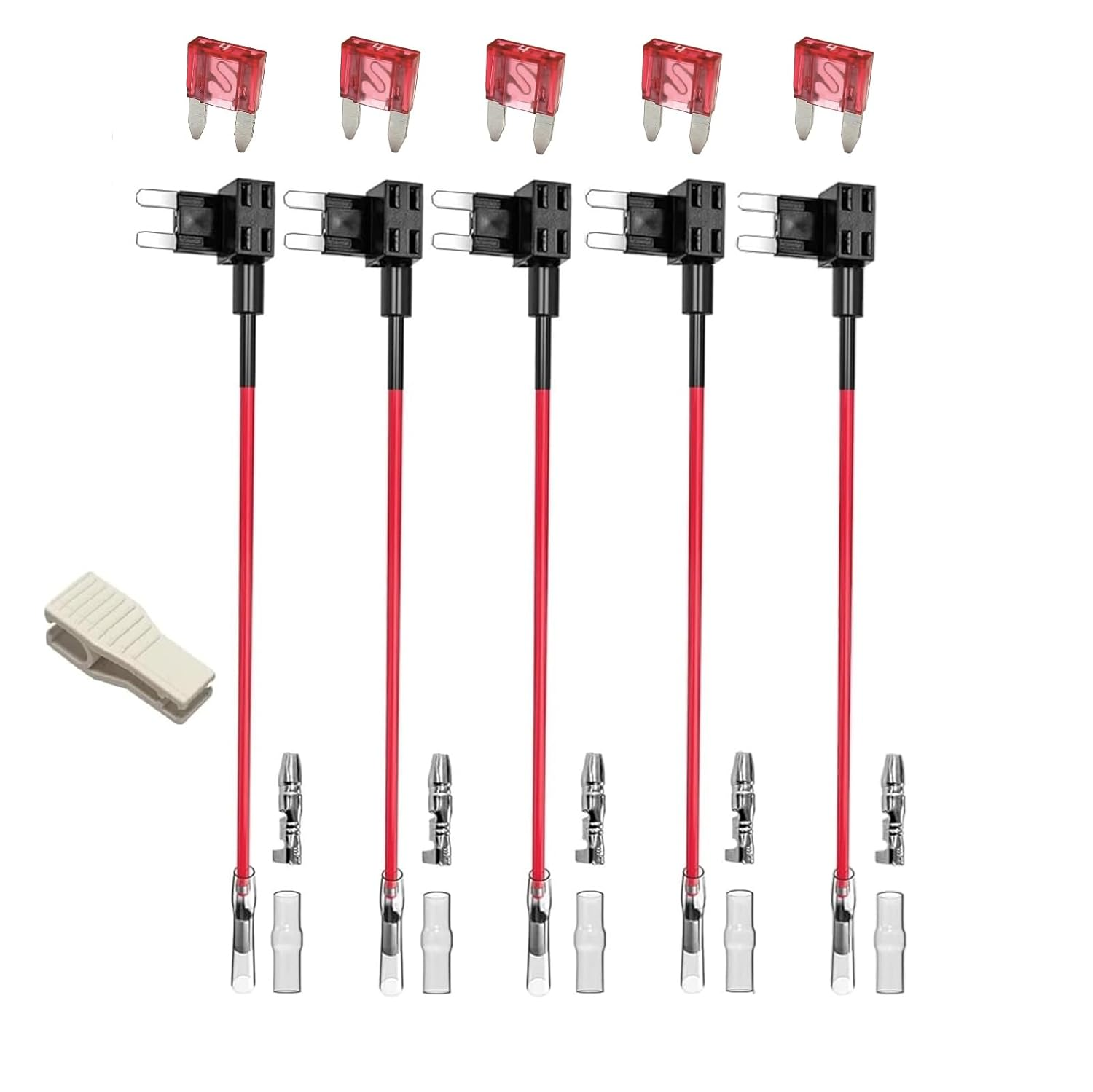 5 Pack Mini (ATS) Add-A-Circuit 16AWG Fuse Tap Kit &ndash; Automotive Piggy Back Fuse Holders with Wire Harness for Car, Truck, SUV, Caravan, Boat Ozchillon (5, 4AMP) image number 6