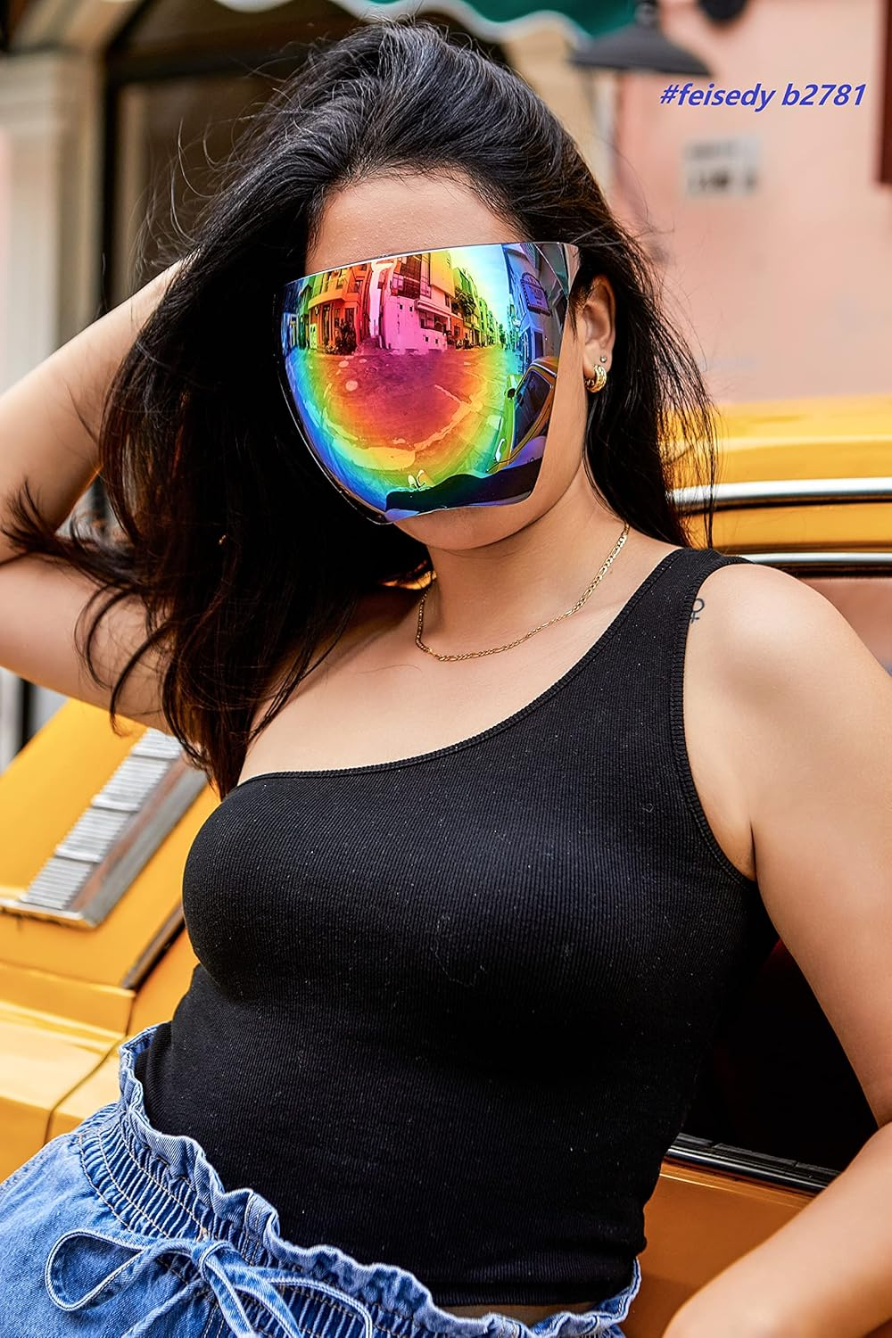 FEISEDY Full Cover Face Visor Protective Glasses Mirror Shield Sunglasses anti Fog B2781 image number 4