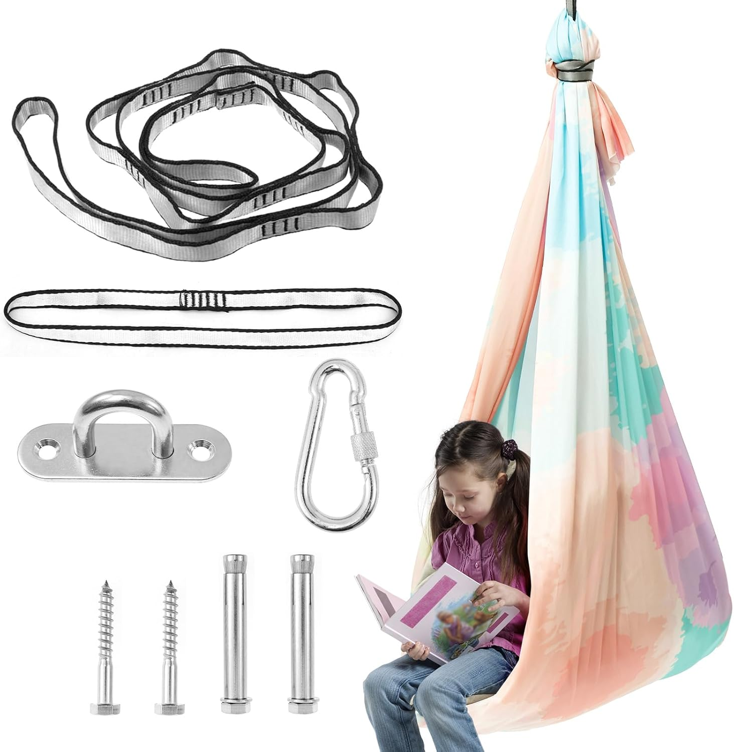 ZFLYCANP Sensory Swing, Cuddle Swing with 360&deg; Swivel Hanger Kit, Therapy for Child & Adult with Autism ADHD Aspergers Sensory Integration (Beauty of Youth)