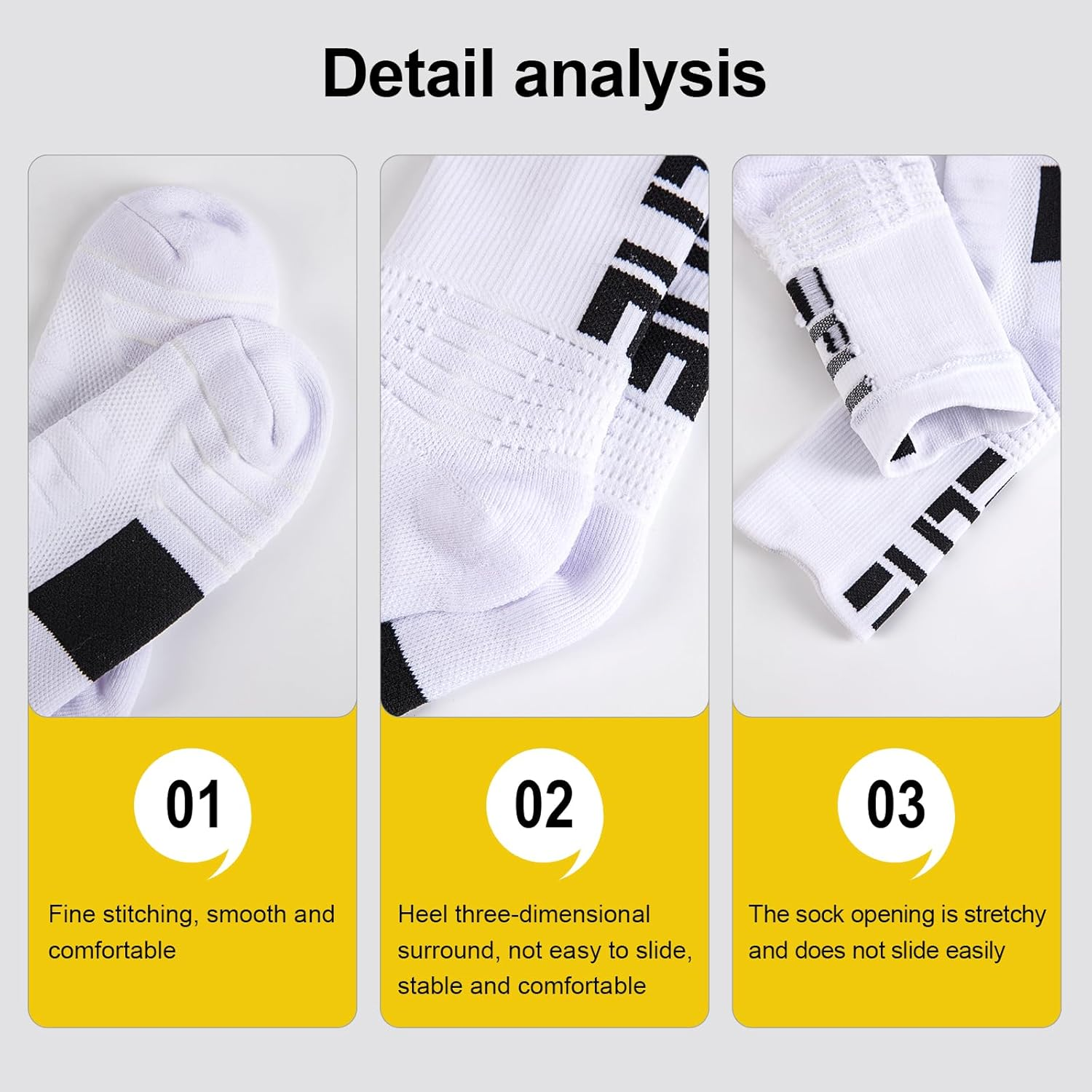 5 Pairs Cushion Crew Socks Elite Athletic Socks for Men Women for Basketball, Running, Sports, Walking, Working, Cycling, Hiking, Football image number 3
