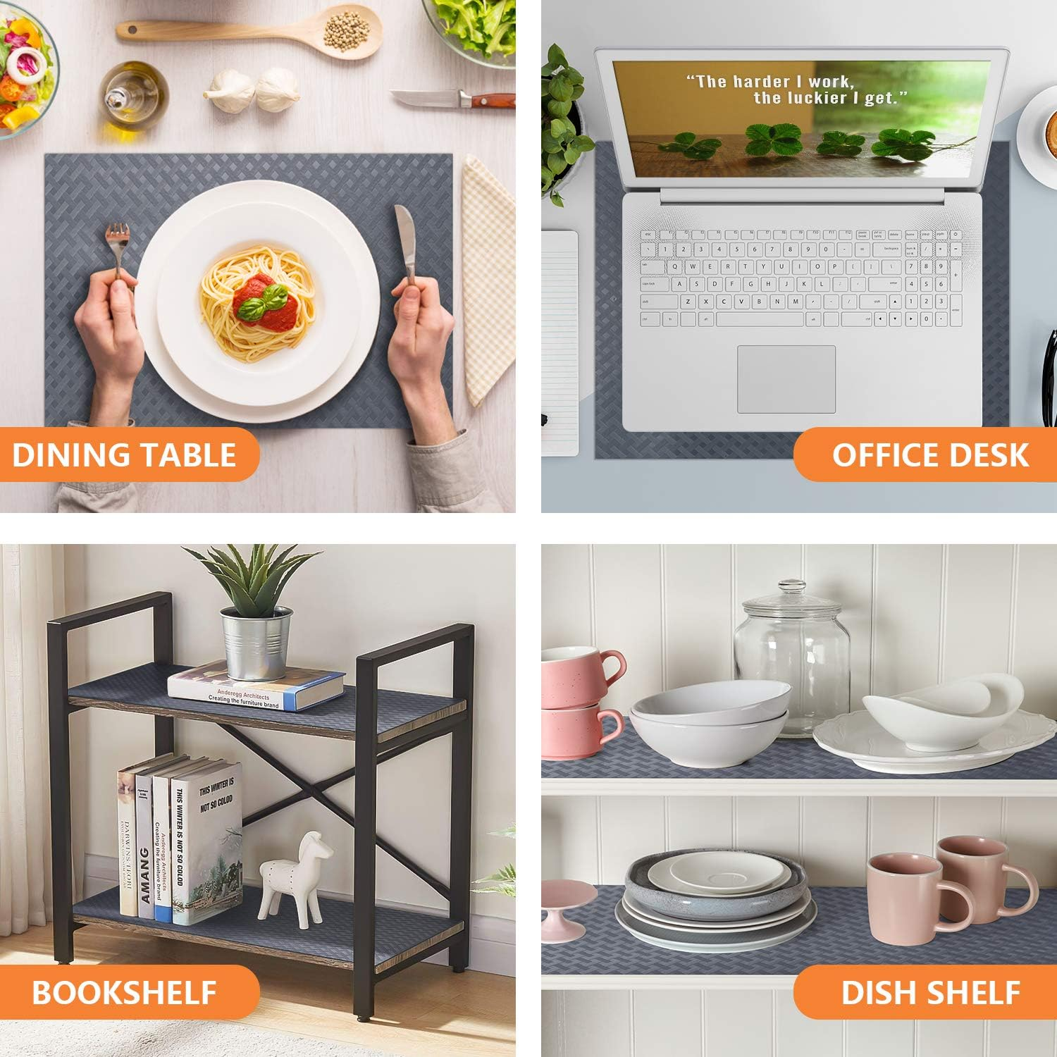 Shelf Liners for Kitchen Cabinets Refrigerator Liners Waterproof & Oil-Proof Kitchen Cupboard Liner Plastic Drawer Mats EVA Material Non Adhesive Fridge Liner for Shelves Gray 11.8 X 59 Inch image number 3