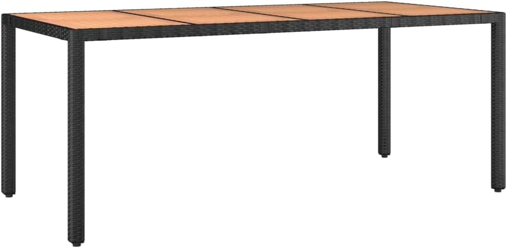 Vidaxl Garden Dining Table - Poly Rattan & Tempered Glass Top, Black, Rectangular, 190 X 90 X 75 Cm - Outdoor Patio, Deck, Garden