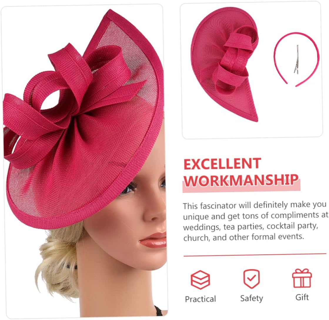 TOGEVAL Cocktail Party Hat Caps Wedding Hair Accessories for Women Hair Barrettes Floral Decorations Tea Hats for Women Wedding Decor Hair Accessories Small Hat Linen Black - As Shown image number 4