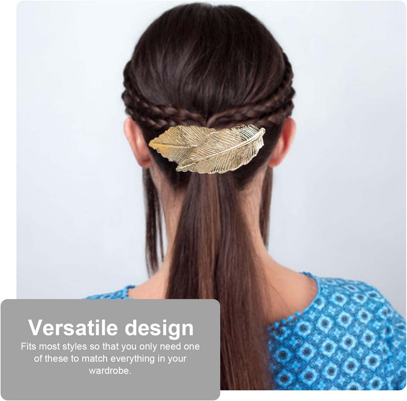 Pack of 2 Vintage Leaf Hair Clips, Gold Silver Metal Hair Clips, Alloy Leaf Hair Clips, Simple Leaf Hair Clips, Delicate Hair Clips for Women and Girls, Hair Accessories