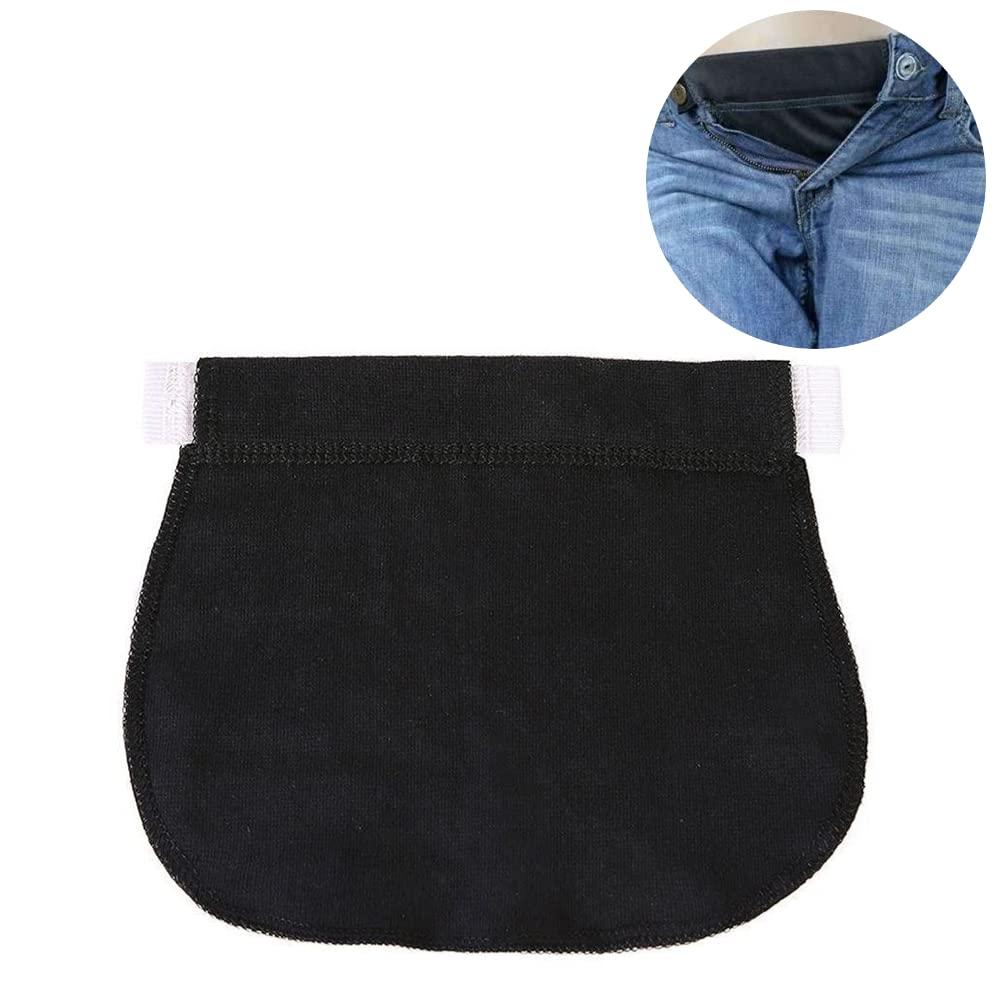 Poemtian Maternity Pants Extender Maternity Pants Belt with Elastic Adjustable Waist Extender Big Belly Waist Expansion Elastic Band Elastic Band (Black) image number 3