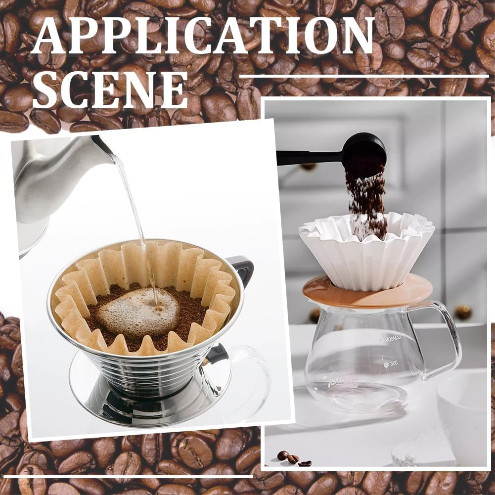 CREATCABIN 100 Pack Basket Coffee Filters Flat Bottom Paper Filter Cup Flowers for Drip Coffee Makers White Espresso Strainers Paper Brew Basket for 1-4 Cups Home Office Use 4.5 X 1.77 Inch