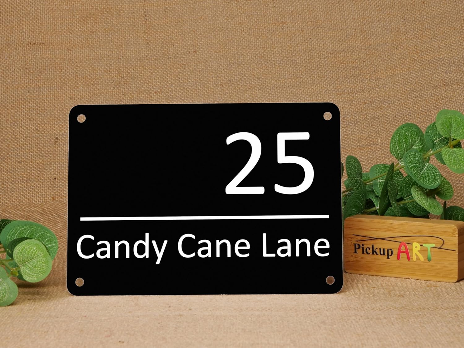 Custom House Number and Street Name Address Sign Plaque Business Address (With Self-Adhesive at Back, 20X30CM)