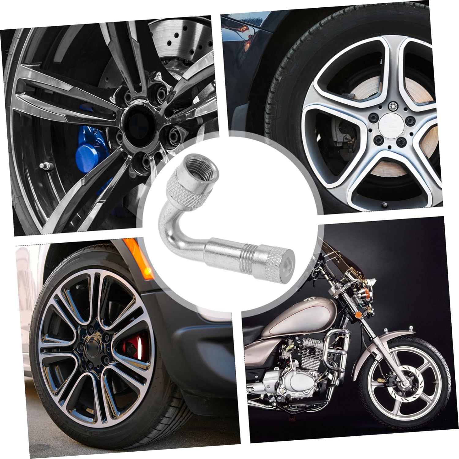 MOBUTOFU 4Pcs Valve Extension Rod Angled Metal Tire Valve Extensions for Car Motorcycle Tires Wheels