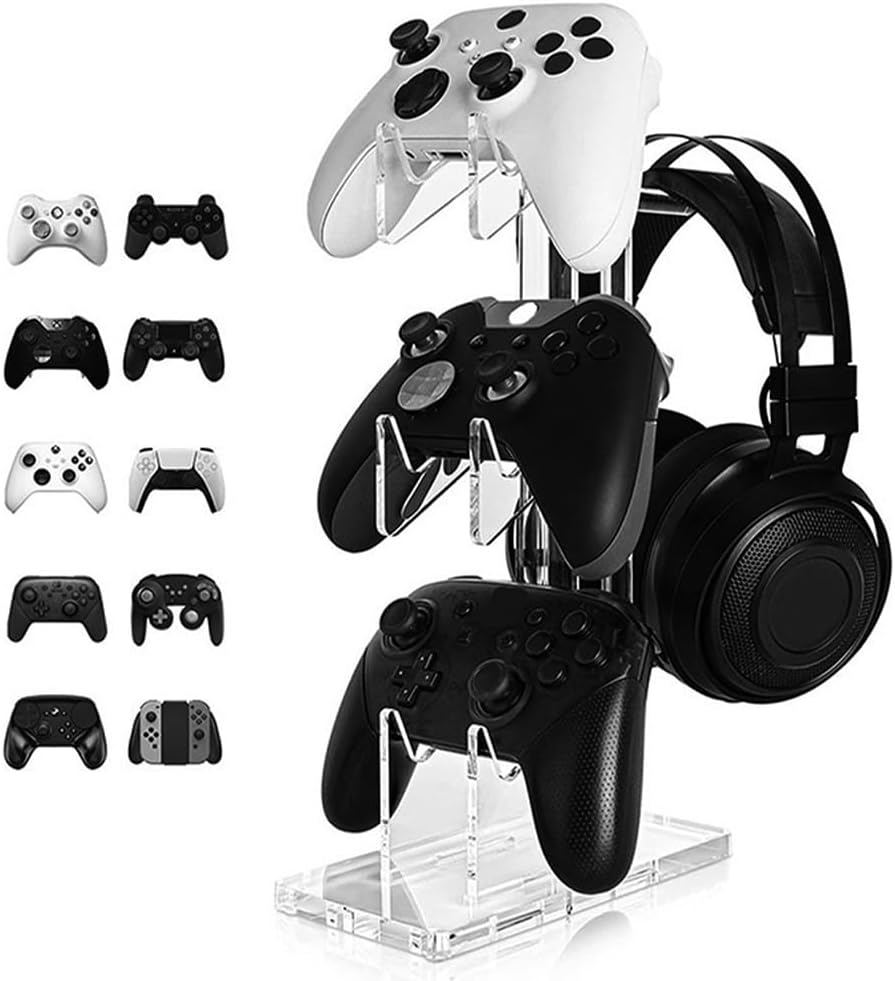 HHWRT 3 Tier Game Controller Stand, Game Controller Holder 3 Tiers, Desk Mounts for Controller, Game Controller Shelf Enhance Gaming with a 3 Tier Controller Holder & Headset Stand (2Pcs) image number 6