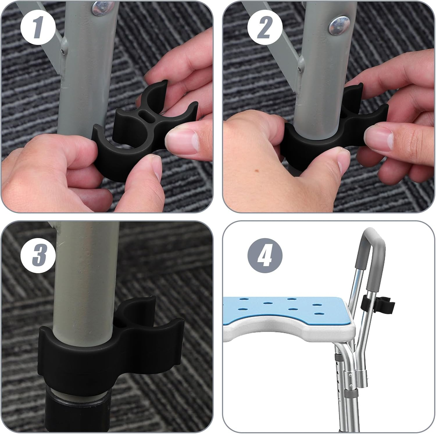 2Pcs Shower Head Holders, Universal Shower Head Holder Bath Chair Showers Holder Attachment for Elderly Disabled Users Accessories for Bath Stool Transfer Bench Showers