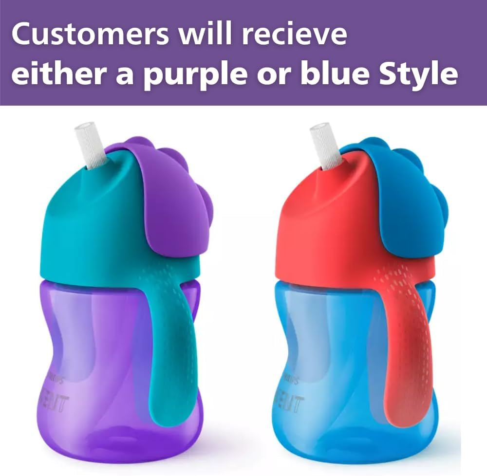 Philips Avent Bendy Straw Cup with Handles, 200Ml, SCF796/00, Purple/Green or Red/Blue image number 1