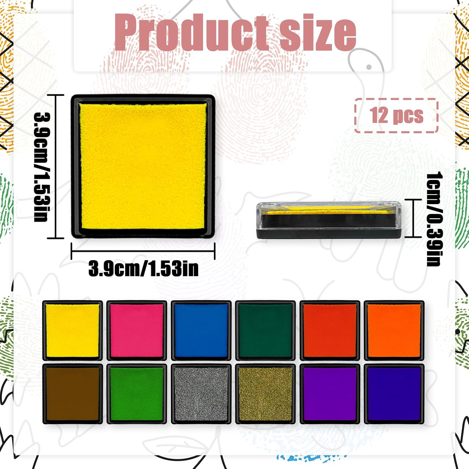 WELANE Colorful Ink Pads, 12 PCS Finger Stamp Pads for Paper, Wood, Fabric, Scrapbooking, Card Making (Assorted Colors) image number 4