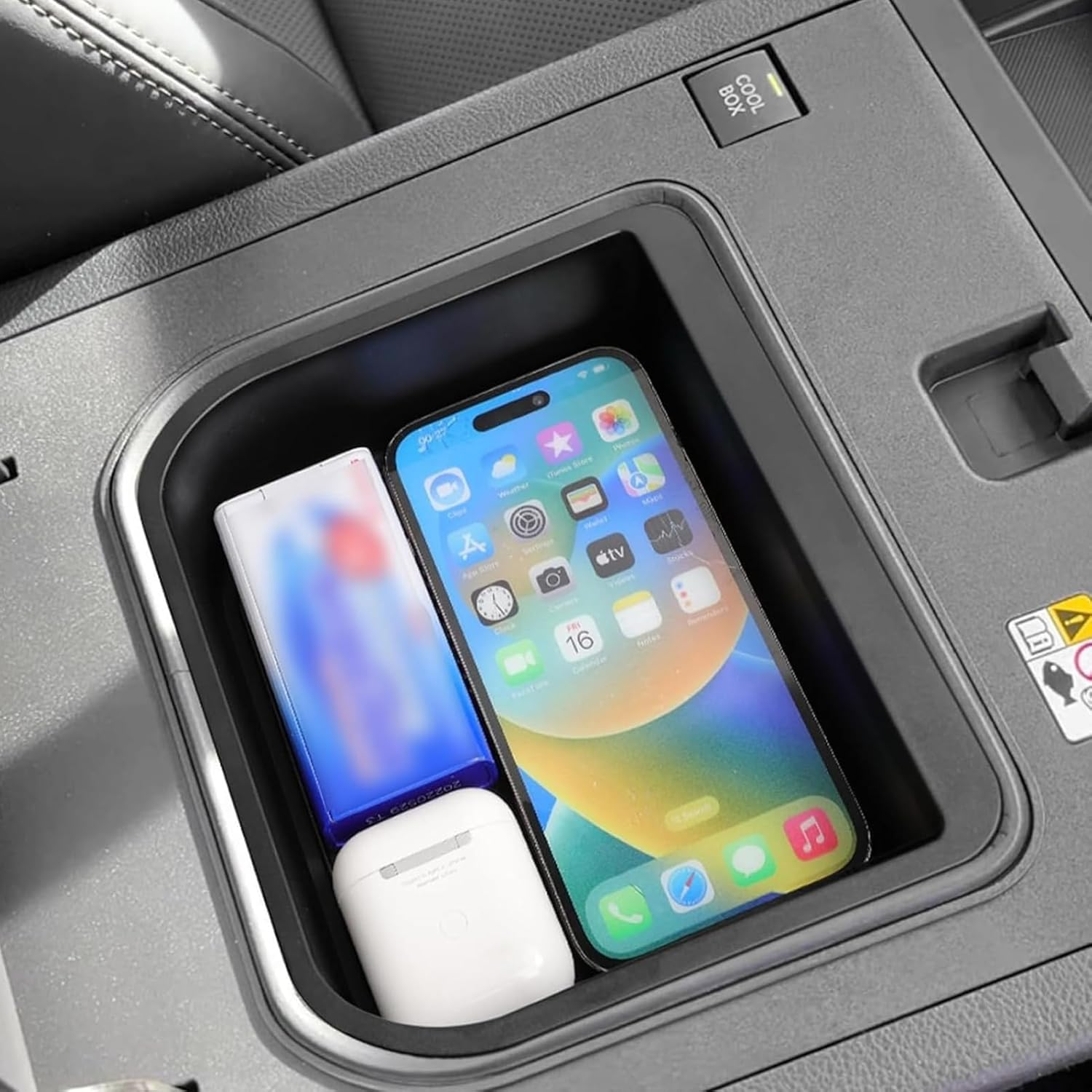 Center Console Organizer for Toyota Land Cruiser 250 Prado J250 LC250 2024 2025 Interior Organizer Center Console Holder Tray Armrest Storage Box with Non-Slip Silicone Mats (Only Fit Cool Box) image number 3