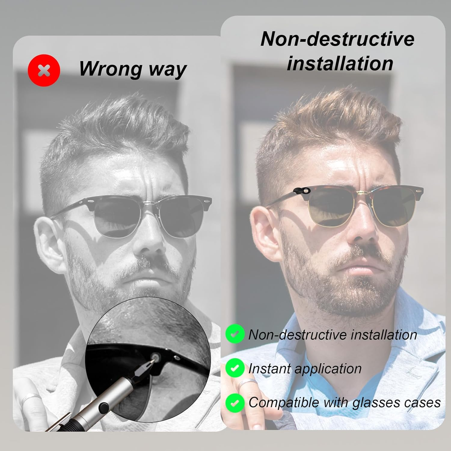 4Pcs Flip-To-Open LED Privacy Covers for Meta Smart Glasses, Reusable Lens Shield Compatible with Skyler Headliner (Black) image number 1