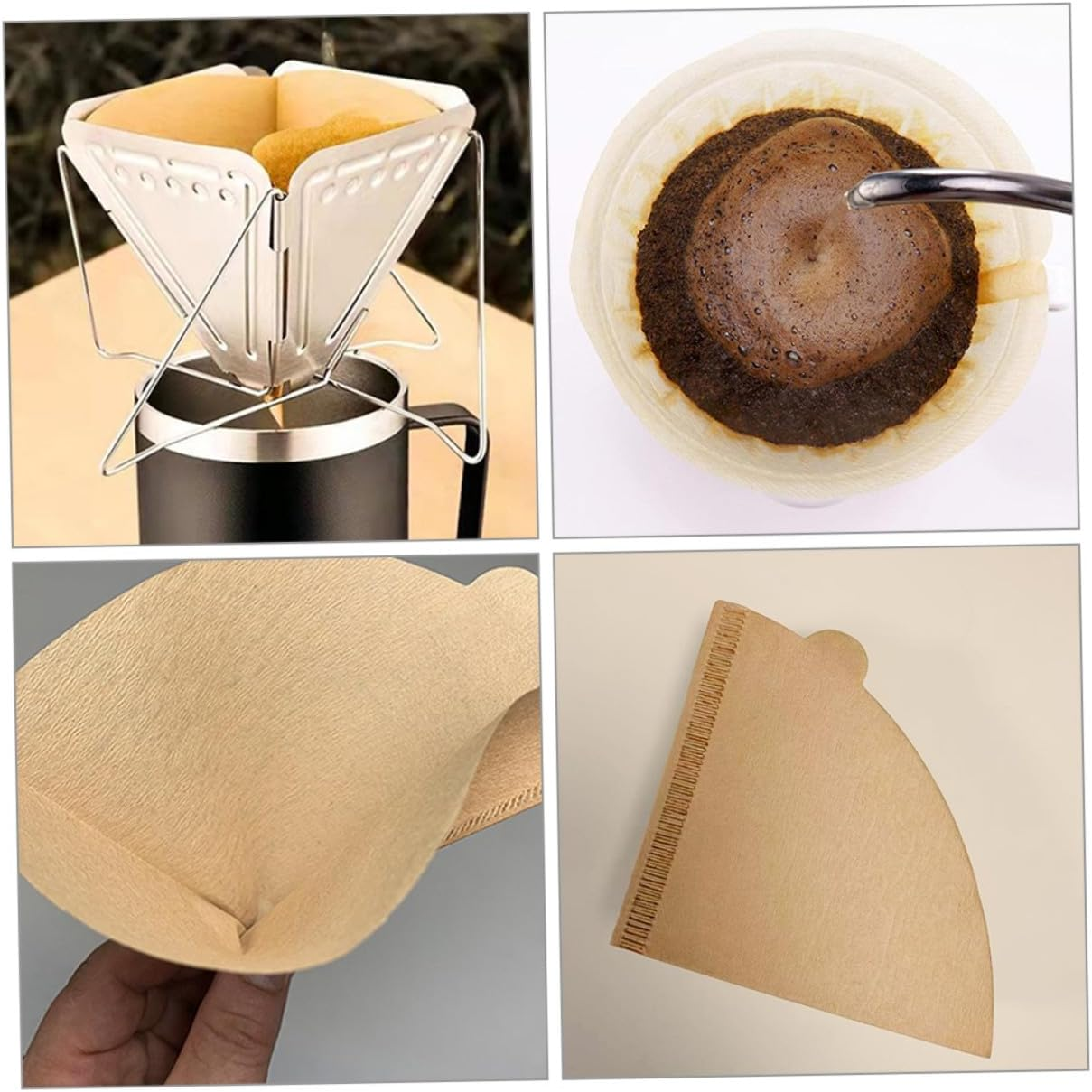 Cabilock 100Pcs Shaped Filter Paper Disposable Filtering Paper for Manual Cone Coffee Maker Espresso Machine
