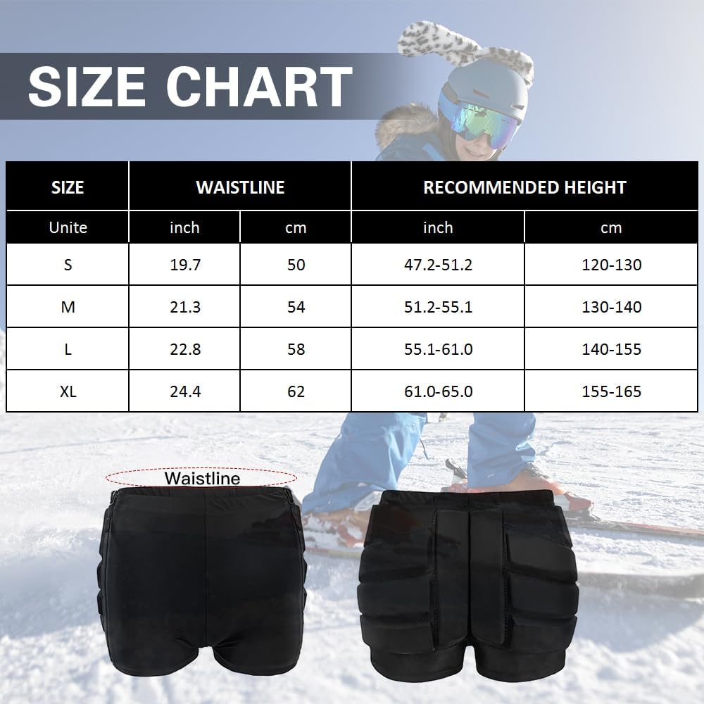 Skating Pads for Kids Ice Skating Accessories 3D Protection for Butt and Tailbone Kids HIPS Protective Pads XL