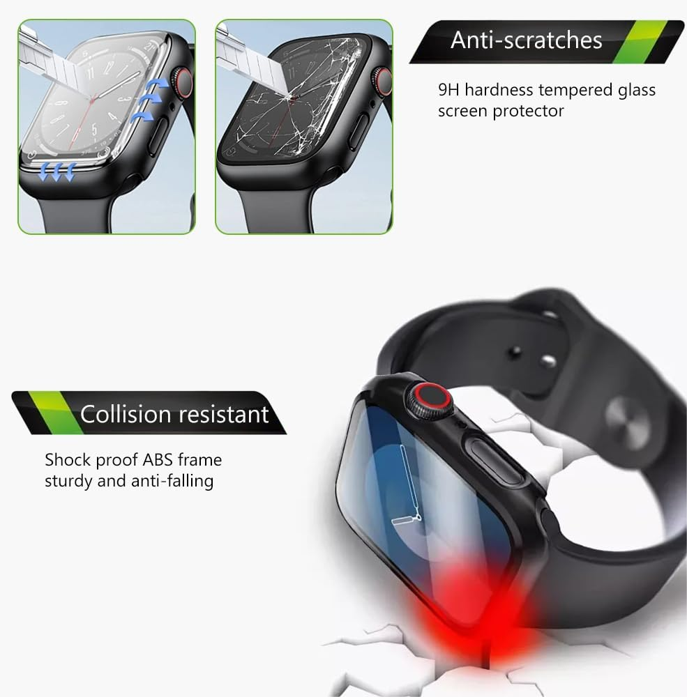 RINGSUN 6-Pack Screen Protector Case Compatible with Apple Watch 40Mm Series 6 5 4 SE & SE 2Nd Gen, Slim Case Bumper with Built-In Tempered Glass Film (Black X2, Silver, Clear, Rose Gold, Red) image number 6